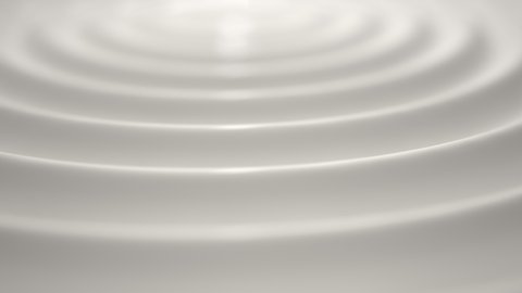3d rendering of milk ripple, milk waves, white milk circle waves. White abstract pattern of liquid ripples. Milk or cream or sauce with reflections. Extremely shallow depth of fields. Seamless loop.