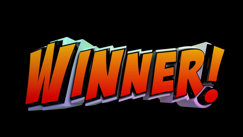 Exploding text Winner! with Alpha Channel Mask in 4K
