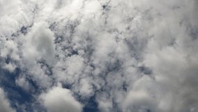 Stock 4k: Time lapse, timelapse video of clear blue sky white fluffy clouds. 