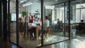 Two Owners of Promising Start-up Company Tell Good News to Diverse Team of Investors, Workers, Colleagues. Group of Multi Ethnic Business Professionals Celebrate Successful Product Release - Powered by Shutterstock - Get 15% off with code: PIKWIZARD15