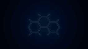 Glowing neon line Chemical formula icon isolated on black background. Abstract hexagon for innovation medicine, health, research and science. 4K Video motion graphic animation