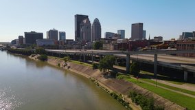 Skyline drone view of Louisville, Kentucky.