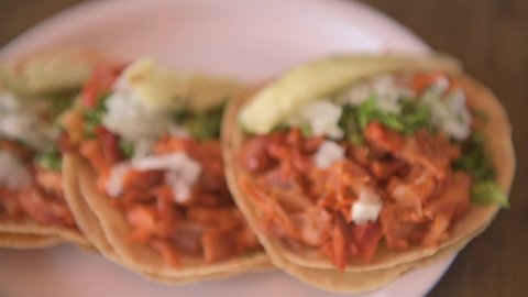 Traditional mexican gourmet food. Mexican food on table. Mexican taco concept. Pastor tacos