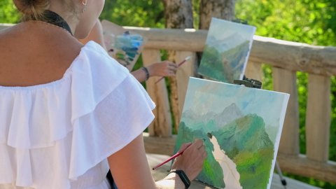 Women Having En Plein Air Art Stock Footage Video (100% Royalty-free