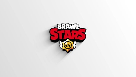 4K Brawl Stars Logo on a white background, the appearance of a running stripe icon. Creative video for product presentation. 3D animation for your media project: Chita. Russia. 04.12.2020