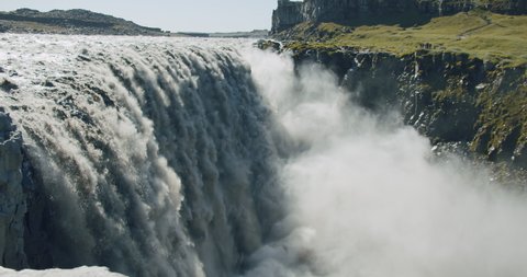 Impressive powerful Dettifoss waterfall, Iceland, Europe.