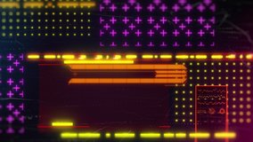 Futuristic cyberpunk background 3d animation. Neon computer screen seamless loop video.