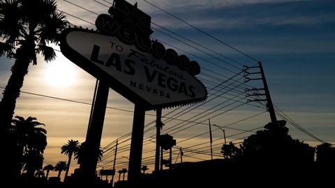 Las Vegas Billboard in Silhouette, Time Lapse at Sunset, Nevada USA