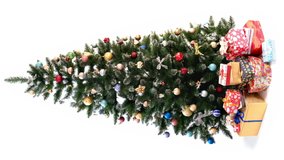 Looped Christmas Tree With Toys and Gift Boxes Isolated on White Background. Vertical Video - Powered by Shutterstock - Get 15% off with code: PIKWIZARD15