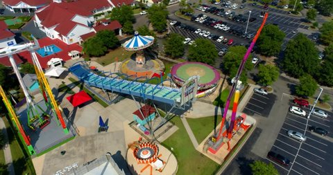Myrtle Beach, South Carolina, United States - August 17, 2020: Myrtle Beach Amusement Park, Aerial Drone