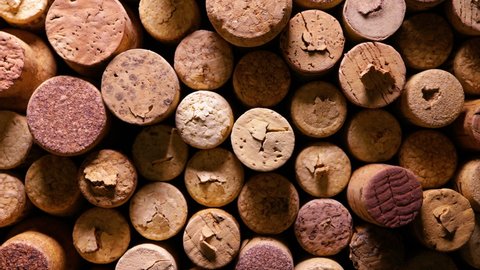 various corks from wine bottles as a video background