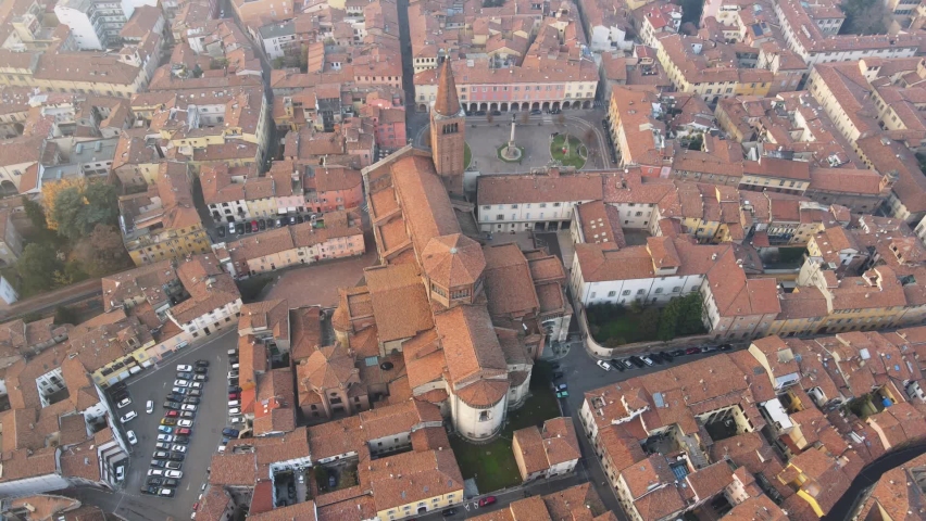 Aerial view of the Duomo di Piacenza, in Emilia Romagna, Italia