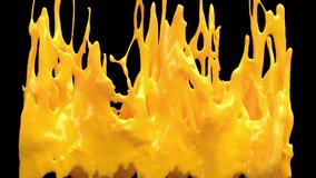 Splash of liquid paint. Bright fluid cheese or orange juice. Alpha channel embedded in video - Powered by Shutterstock - Get 15% off with code: PIKWIZARD15