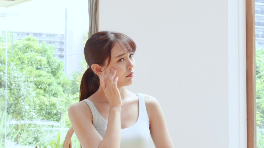 Beauty image, Asian woman having a skin trouble | Shutterstock HD Video #1063392892