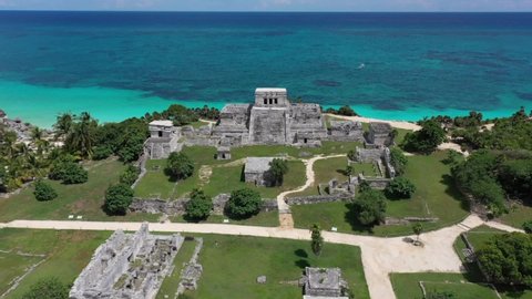 Mayan Ruins Tulum Beach Aerial View