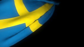 Sweden flag , Realistic 3D animation of waving flag. Sweden flag waving in the wind. National flag of Sweden. seamless loop animation. 4K High Quality, 3D render