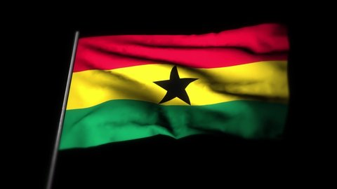 Ghana flag , Realistic 3D animation of waving flag. Ghana flag waving in the wind. National flag of Ghana. seamless loop animation. 4K High Quality, 3D render