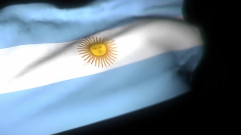 Argentina flag , Realistic 3D animation of waving flag . Argentina flag waving in the wind. National flag of Argentina. seamless loop animation. 4K High Quality, 3D render