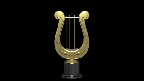 Musical award of the winner made in the form of a lyre. The award rotates 360 degrees and has a transparency channel.