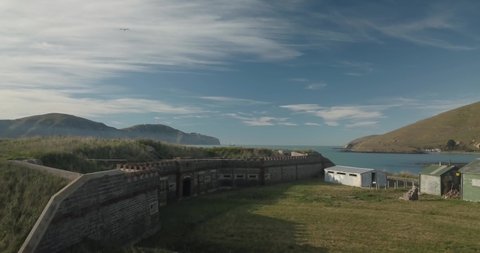 Historic New Zealand WW2 Defence Fortress. Deserted Aerial footage, Canterbury