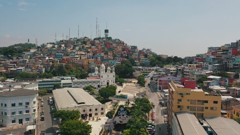 Guayaquil , Ecuador - 07 17 2019: A drone shot in the city of Guayaquil, Ecuador