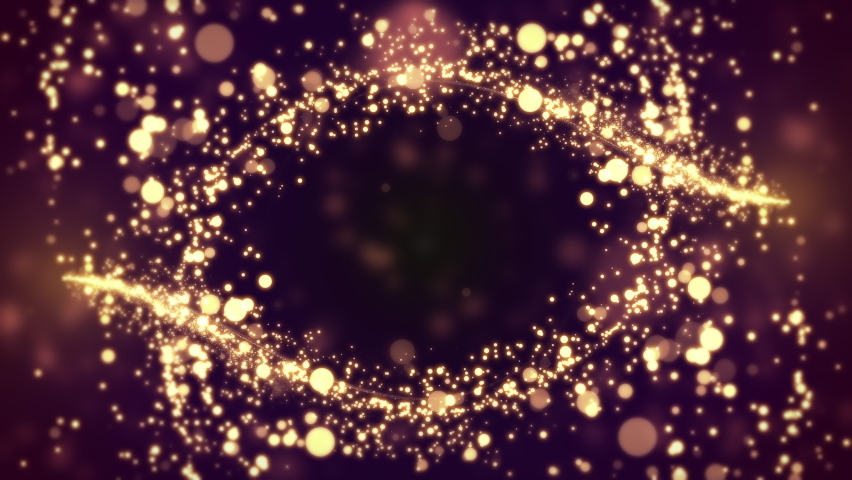 Particle Line Glow on Purple Background Bokeh. 3D rendering. Particle line with particle bokeh bakcground on purple background. 