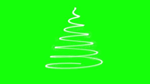 Animation of Light Forming a Christmas Tree. New Year Celebration. Animation with Light, Stars, and Particles. Merry Christmas. Animation on Green Screen (Chroma Key) Background.