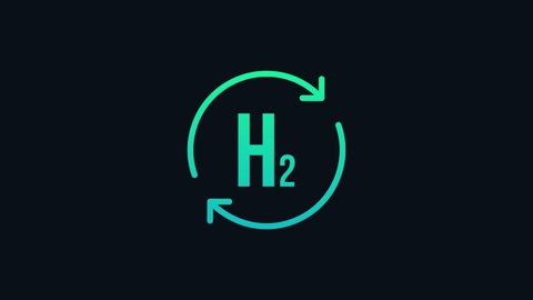 hydrogen icon with arrows animation. 4k video