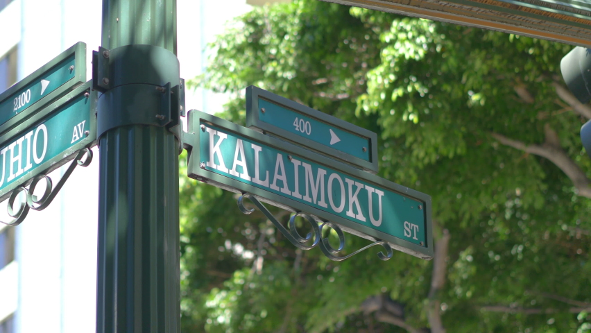 Honolulu Hawaii street sign in 4k slow motion 60fps