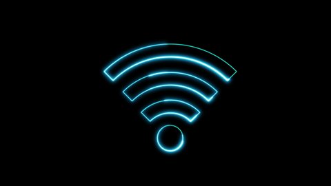 wifi neon glowing line icon isolated on black background.  motion graphic animation.4K Video 