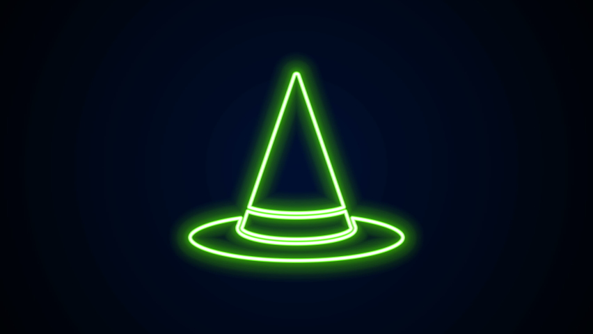 glowing neon line witch hat icon Stock 