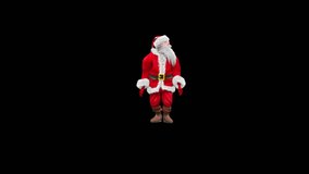 Merry christmas and happy new year, 3d rendering, santa claus Dancing, Animation Loop  composition 3d mapping cartoon, Included in the end of the clip with Alpha matte.