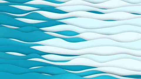 Waves cartoon abstract background animation. Blue white creamy version. Good for intro, titles, opener, presentation, etc... Seamless loop.