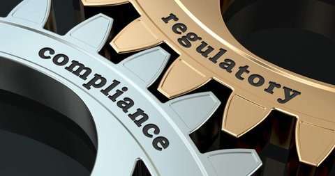 Regulatory Compliance gearwheels, 3D animation video