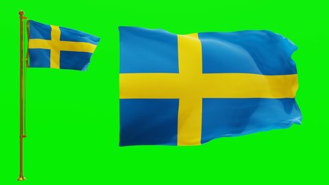 Flags of Sweden with Green Screen Chroma Key High Quality 4K UHD 60FPS