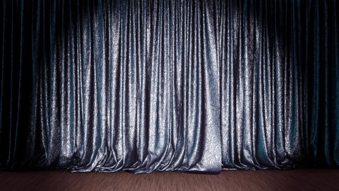 Realistic 3D animation of the theater stage fancy silver curtain rendered in UHD, alpha matte is included