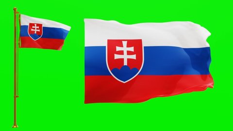 Flags of Slovakia with Green Screen Chroma Key High Quality 4K UHD 60FPS