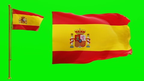 Flags of Spain with Green Screen Chroma Key High Quality 4K UHD 60FPS