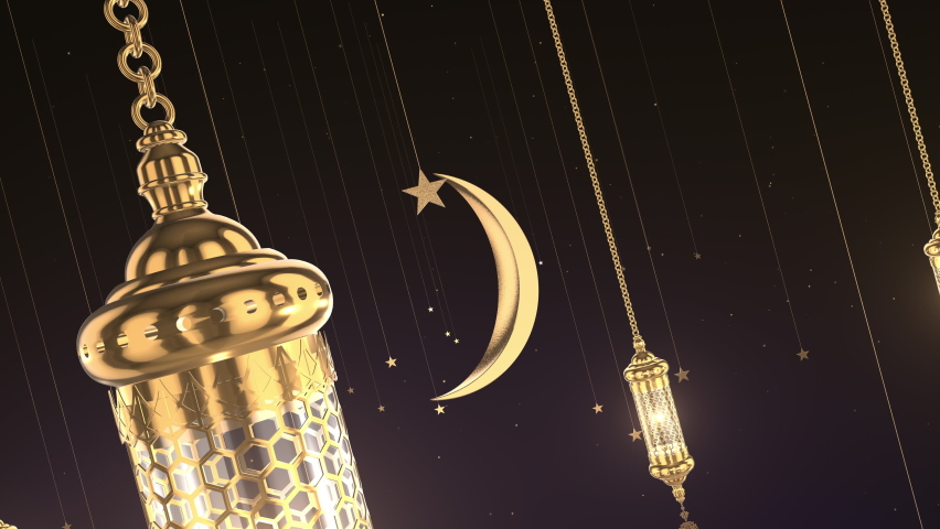 Ramadan Kareem Background. Gold Ramadan Lantern. Royalty-Free Stock Footage #1063452976