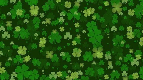 St. Patrick's Day animated clover spring. Moving background 4k video. Stockvideo