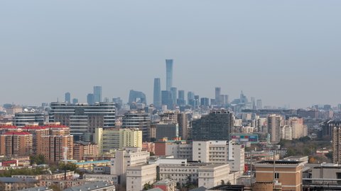 Timelapse. Beijing Landmark, Urban Skyline with Downtown Scene, China