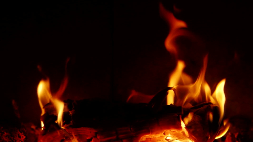 
Detail of calm burning flames in fireplace in Slow Motion HD VIDEO. Natural fire filling full frame of screen. Quarter speed. Close-up. Royalty-Free Stock Footage #1063478209