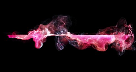 Abstract red color smoke line on black screen. 4K loop motion background, light strokes visual element. Flowing neon fire, smoke, wisp in fluid waves. great for logo or compositions. 3D render