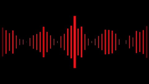 Audio waveforms moving across the screen in red, a perfect background for a podcast, audiobook, karaoke - seamless looping.