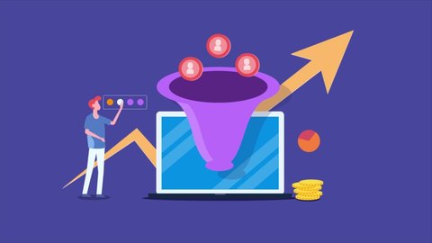Sales conversion rate, Sales funnel, lead generation, Business growth, marketing strategy - conceptual 2d animation video clip