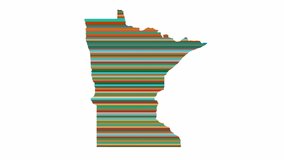 Minnesota US state contour map background vertical rows of colors change tone looped video
