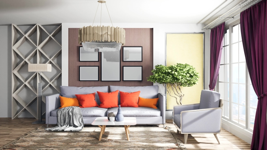Interior of the living room. 3D illustration | Shutterstock HD Video #1063513060