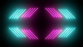 Neon light tube vj background animation. 3D rendering motion animation. Pattern of glowing neon lights loop with different color variations. 