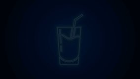 Glowing neon line Cocktail and alcohol drink icon isolated on black background. 4K Video motion graphic animation.