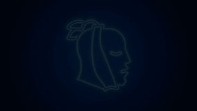 Glowing neon line Toothache icon isolated on black background. 4K Video motion graphic animation.